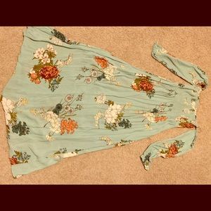 Green Floral off the shoulders dress